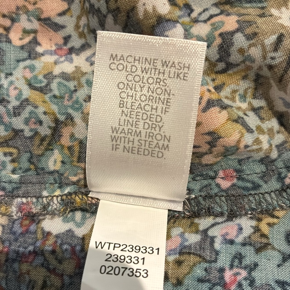 J. Jill Blue Green Floral Boxy Blouse Mandarin Collar, Size Small - Picture 7 of 7